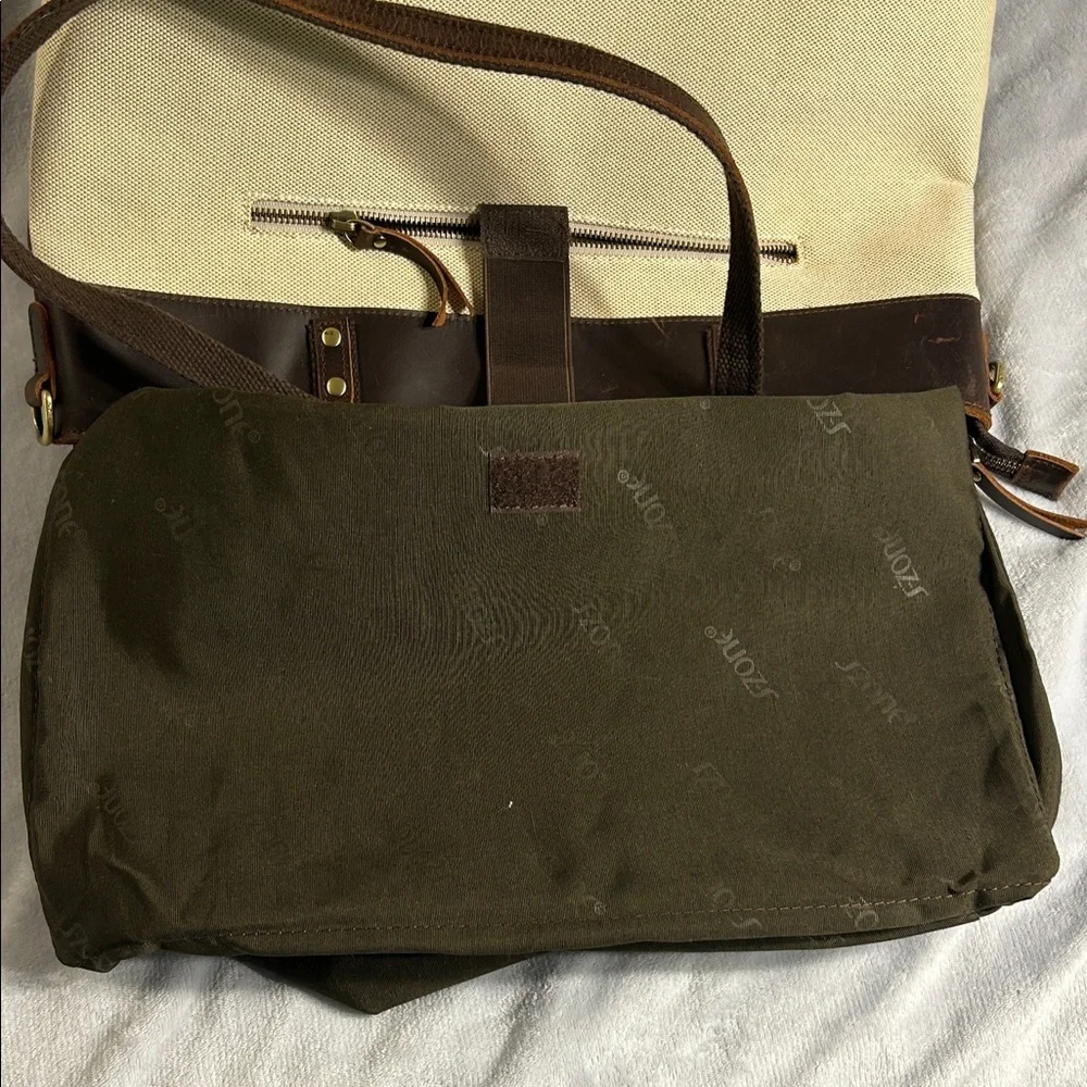 SZone Leather & Canvas Laptop Tote